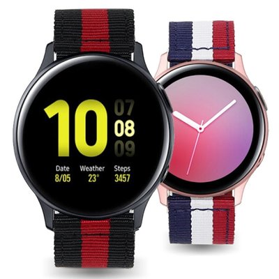 適用於 Samsung Galaxy Watch Active 2 40mm 44mm 錶帶條紋尼龍錶帶 Active2