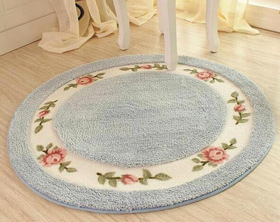 田園玫瑰花圓形地毯地墊客廳門廳床邊地毯書桌化妝臺化妝椅墊子毯