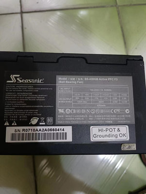 Seasonic 海韻 SS-430GB Active PFC F3   430W    80+ 電源供應器