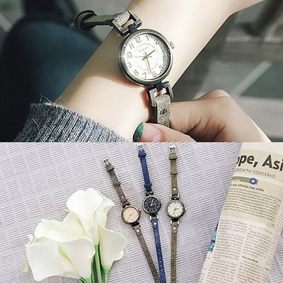 ☆貝露卡☆ 正韓國品牌 Julius 復古氣質數字圓框洗舊麂皮感真皮帶手錶 4色 預購