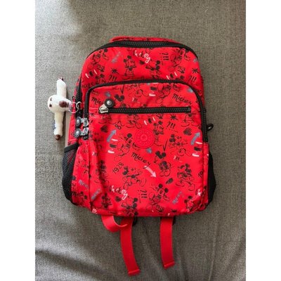 全新 Kipling 猴子包 K2064 中款 紅色米奇週年聯名款 Mickey 男女防水輕量防水雙肩背包 後背包