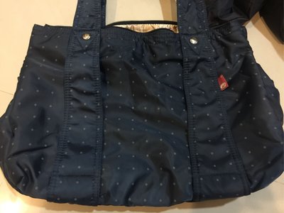 日本帶回 Macaronic Style 藍色點點 中款 媽媽包/旅行袋/手提包/手提袋（尺寸：m）