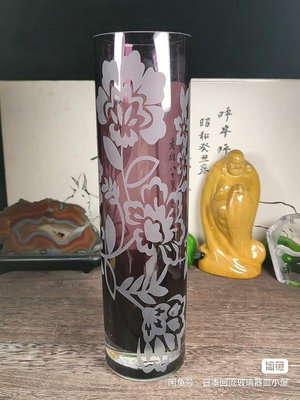 日本回流 紫色硝子花器 花瓶一個 中古品 輕微劃痕 具體看圖