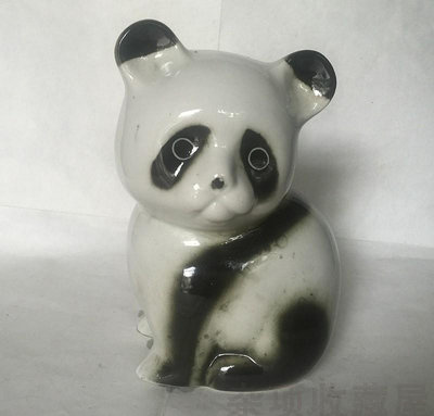 民俗老擺件熊貓坐像七八十年代瓷塑大熊貓擺件老物件收藏