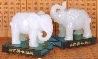 【熱賣精選】大象擺件一對白玉象工藝品擺件招財像一對裝飾品象像開業禮品 大象模型