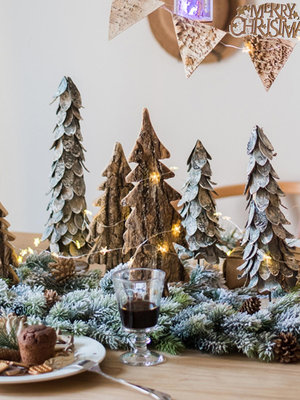 掬涵原木圣誕樹擺件森系森林風格櫥窗咖啡館童話裝飾主題陳列道具夢歌家居館