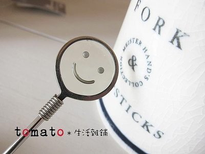 ˙ＴＯＭＡＴＯ生活雜鋪˙日本進口雜貨可愛不銹鋼笑臉造型長款可掛式攪拌匙 杯緣匙(現貨)