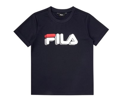 2022【FILA】KIDS 男童 藏青色 吸濕排汗短袖上衣(165A)