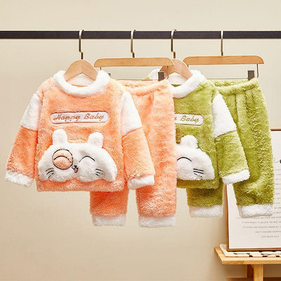 專場:巴柆女童秋冬套裝新款兒童加絨加厚洋氣睡衣寶寶保暖家居服倆
