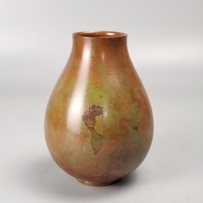 。長谷川惠久造日本銅花瓶斑紫銅花瓶。未使用品，不帶