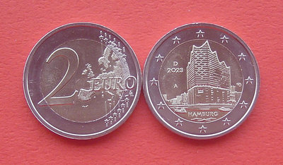 銀幣雙色花園-德國年漢堡音樂大廳樓-2歐元雙色紀念幣 A廠標