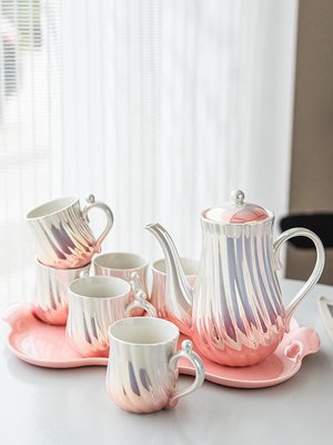 熱銷 歐式輕奢陶瓷水杯套裝家庭高檔杯具茶杯水壺簡約家用客廳杯子套杯簡約