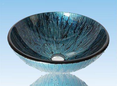 FUO衛浴:42公分 彩繪工藝 藝術強化玻璃碗公盆 (WY15075)預訂!