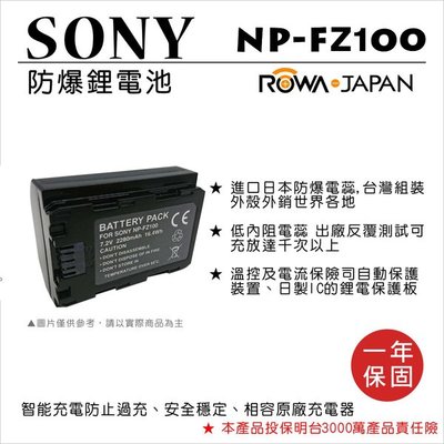 ROWA 樂華 for SONY NP-FZ100 副廠鋰電池･ 適用 A9 A7RM3 A73 A7 III全新破解版