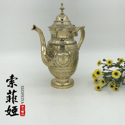 印度銅壺純銅奶茶壺手工茶具餐具銅加厚水壺特色工藝品8號壺~優惠價