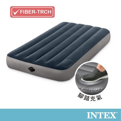 INTEX-經典海軍藍(電池式幫浦+腳踏幫浦)充氣床-（寬99cm-64781)（寬152CM-64783）兩種尺寸可供選擇