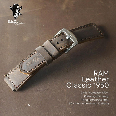 牛皮革手工錶帶 RAM 皮革 1950 年棕色 Earth 適用於 CASIO AE1200、AE 1200、1300