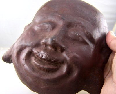 (六四三精品)早期收藏大型彌勒佛面具財神擺件