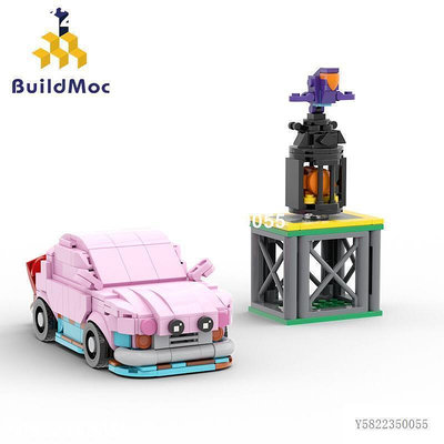 BuildMoc粉色卡通汽車積木星之卡比探索發現汽車賽滿嘴自主設計