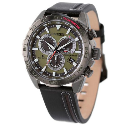 預購 CITIZEN CB5037-17X 星辰錶 44.5mm PROMASTER 光動能 綠色面盤 電波 黑色皮錶帶 男錶