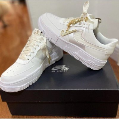 【正品】Nike Air Force 1 Pixel 白灰 像數金鉤 女款 DC1160-100潮鞋