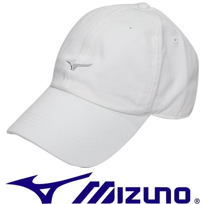 鞋大王Mizuno 32TW-861001 白色 休閒水洗風棉布運動帽【台灣製，免運費】