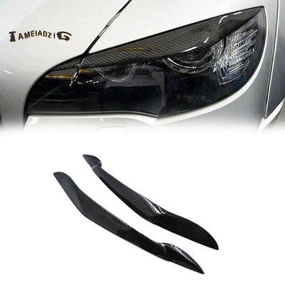 BMW 2pcs 寶馬 X5 E70 200713 的碳纖維大燈眼罩蓋眉毛飾邊