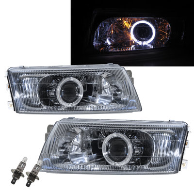 卡嗶車燈 適用於 Mitsubishi 三菱 Lancer 98-01 四門車 光導LED天使眼光圈魚眼 V2 大燈