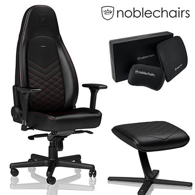 ※.售完 Noblechairs 皇家賽車椅 ICON 搭配置腳蹬+記憶枕組 豪華組 (合成皮款) MAX-003