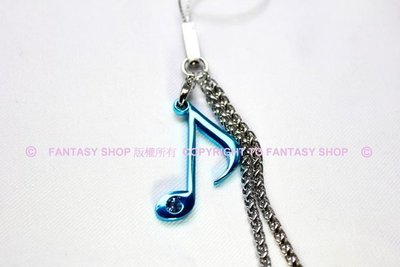 FANTASY SHOP~初音未來（HATSUNE MIKU）天空藍 BLING BLING 音符手機吊飾