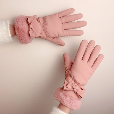 促銷 手套冬季女學生加絨加厚保暖羽絨棉可愛韓版觸屏防風防水騎車手套可開發票