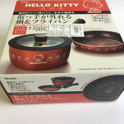 [Kitty 旅遊趣] Hello Kitty 2件式鍋組 平底鍋 湯鍋 凱蒂貓 對應鍋 紅色 牛奶