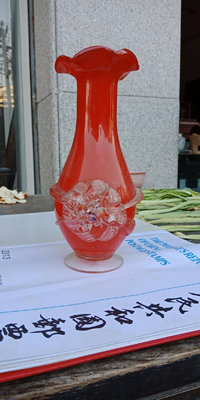 【二手】玻璃花瓶插花花瓶完整 老物件 老貨 古玩【久藏館】-887
