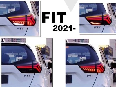 小亞車燈＊全新 FIT 4代 四代 2021 2022 年 LED 呼吸 動態 光條 流水方向燈 燻黑 尾燈