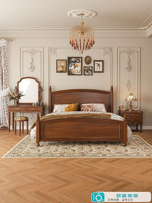 美式鄉村復古風全實木床1米8箱體儲物收納1米5法式高檔輕奢雙人床.