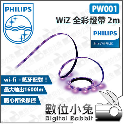 數位小兔【Philips 飛利浦 PW001 WiZ 全彩燈帶 2m】公司貨 LED 全彩情境 Wi-Fi 燈條 彩色