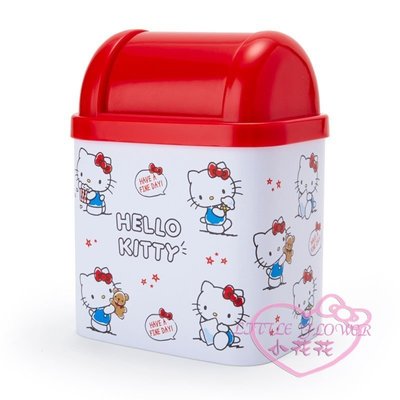 ♥小公主日本精品♥ Hello kitty凱蒂貓滿版圖案紅白色桌上型置物筒收納筒垃圾筒 書桌必備 12046409