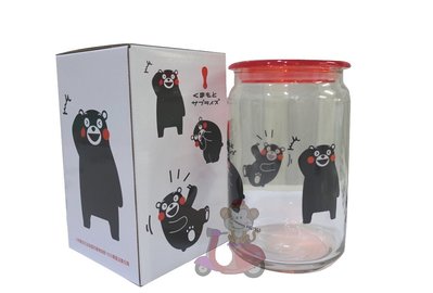 {阿猴達可達美妝館} kumamon熊本熊 玻璃儲物罐/收納罐/糖果罐 750ml 盒裝 特價120元