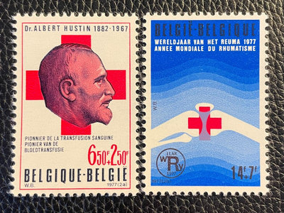 二手 1977年比利時紅十字會郵票新2全，全新上品 郵票 紀念票 信銷【天下錢莊】212