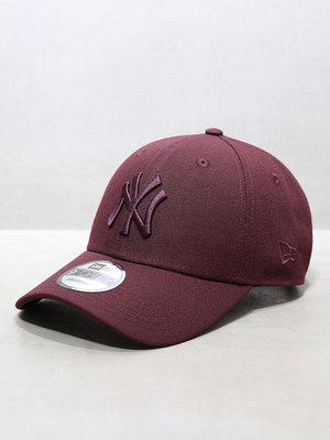 紐亦華帽子MLB棒球帽男女硬頂大標NY洋基鴨舌帽940紫酒紅色UU代購