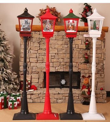 現貨 聖誕裝飾飄雪路燈擺件大廳櫥窗場景布置道具堆頭新年掛飾