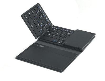 商務皮革三折疊無線藍呀鍵盤 手機平板外設妙控 四折疊鍵盤 多系統通