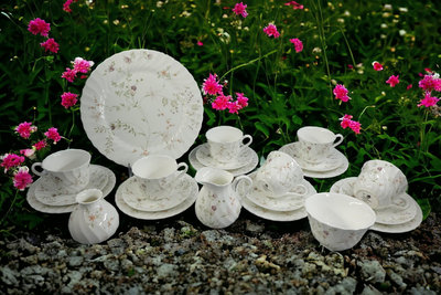 【Sunshine Antiques】Wedgwood - Campion英國骨瓷下午茶杯組糖碗牛奶壺蛋糕盤 F.72