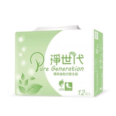 【淨世代】環保抽取式衛生紙100抽x12包x6串/箱