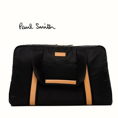 Paul Smith  ( 黑色×淺棕色 )   尼龍皮革 手提袋 肩背包 旅行袋 大包 中性款｜100%全新正品｜特價!