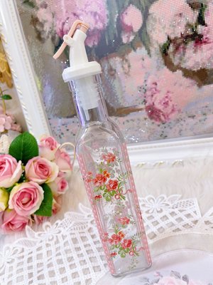 粉紅玫瑰精品屋～🌷鄉村風蝴蝶結碎花粉油壺 醬油瓶🌷