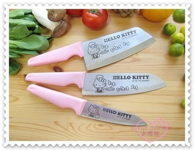 ♥小公主日本精品♥ Hello Kitty 切片刀 菜刀 刀子 主廚刀 不鏽鋼 刀具 三件組