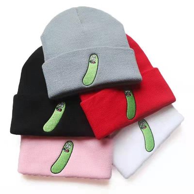 萬聖換裝 Cucumber Beanies Knitted 搞笑黃瓜刺繡針織帽男女套頭保暖帽