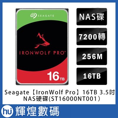 Seagate那嘶狼 IronWolf Pro 16TB 3.5吋 NAS專用硬碟 (ST16000NT001)
