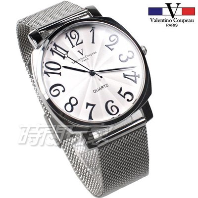 valentino coupeau范倫鐵諾 方圓數字時尚錶 米蘭帶 防水手錶 白色 男錶 V61601M白大【時間玩家】